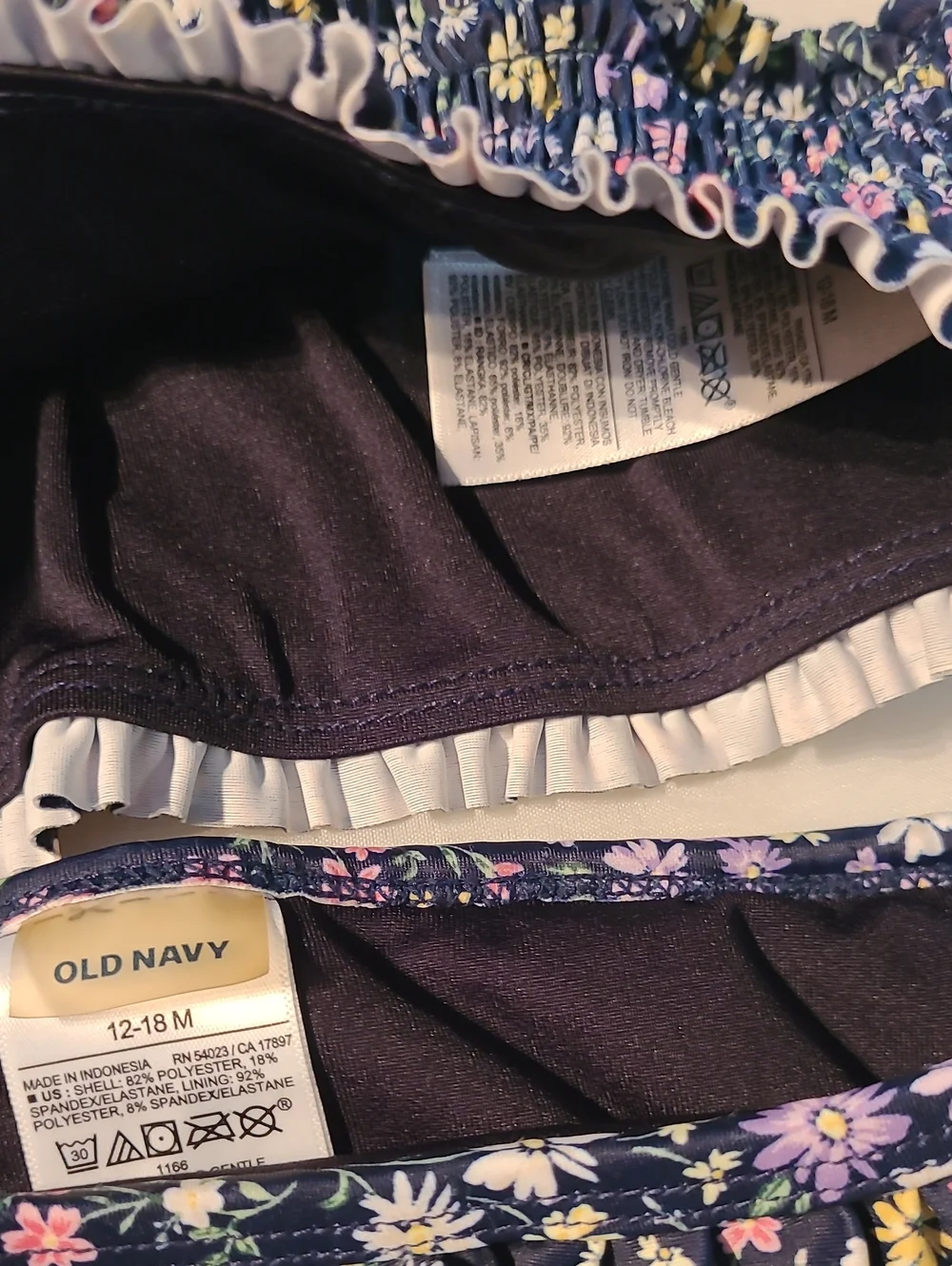 Old Navy Navy Floral Smocked Bikini Set